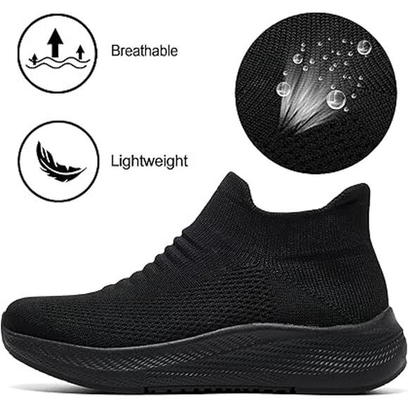 Shulook Womens Size 8.5 Black Mesh Slip On Walking Comfort Lightweight Shoes - Picture 3 of 6